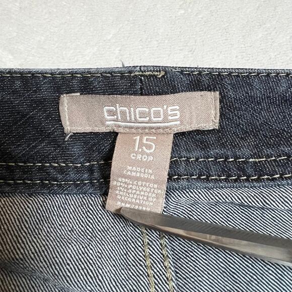 Chico's Mid Rise Crop Jeans Size 10/M/1.5 Stretch Casual Summer Minimalist - Picture 4 of 9